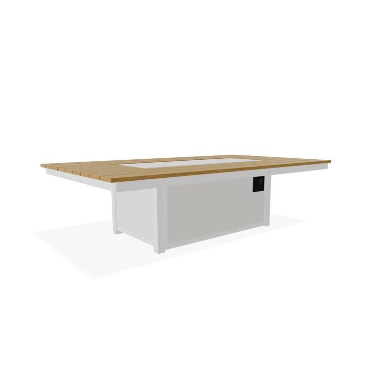 Table de feu 48 po x 84 po avec tablette au propane, Blanc / sarcelle