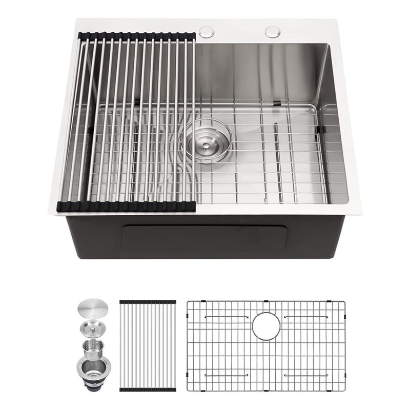 25'' L Drop-In Single Bowl Stainless Steel Kitchen Sink