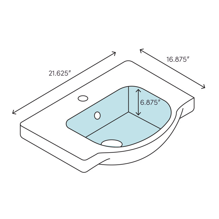 D-Code 3 Hole 22" Wall Mount Bathroom Sink with Overflow
