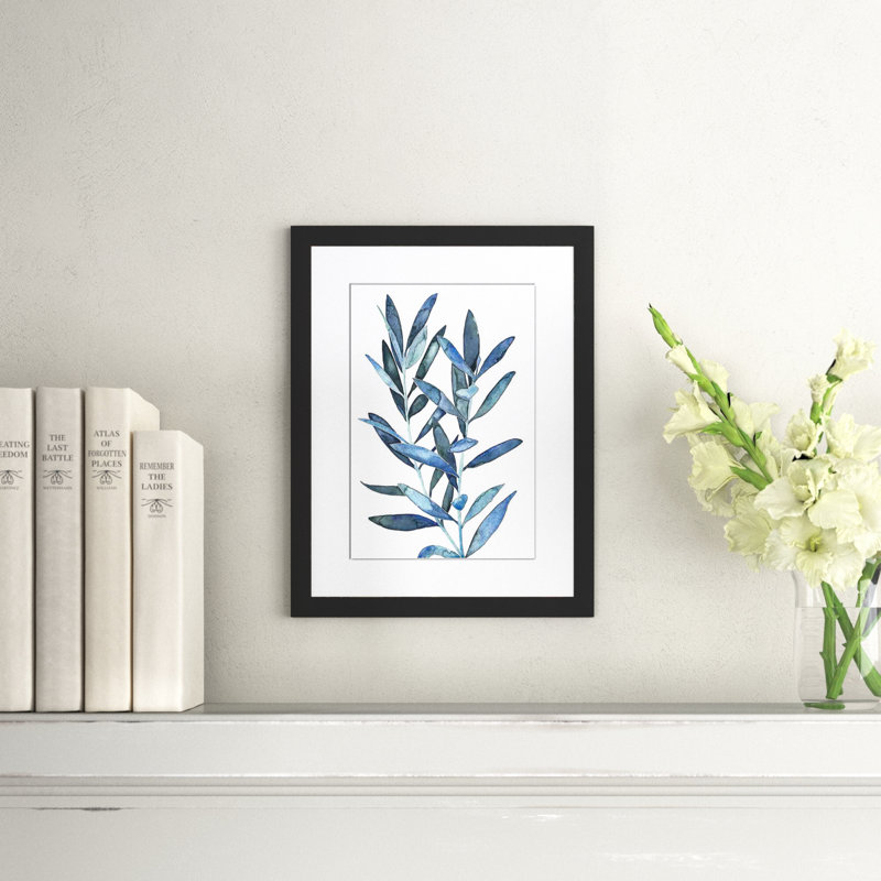 Reproduction d'art encadrée, «Indigo Leaves III», Noir, H 12 po x l 8 po