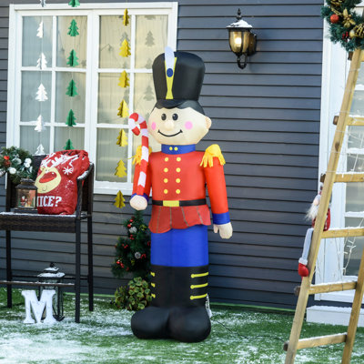Soldat de jouets casse-noisette gonflable de Noël 6 pi avec canne en bonbon, décoration extérieure de jardin gonflable