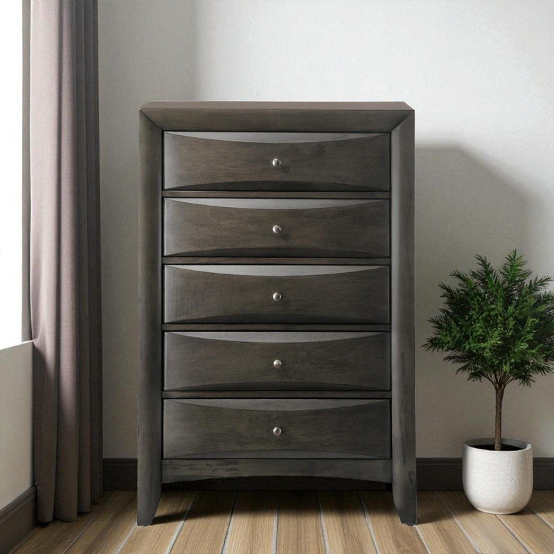  Commode 32 po à cinq tiroirs en bois gris