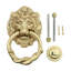 Solid Cast Brass Lion Front Door Knocker 6.25" Tall Lacquered Brass Finish
