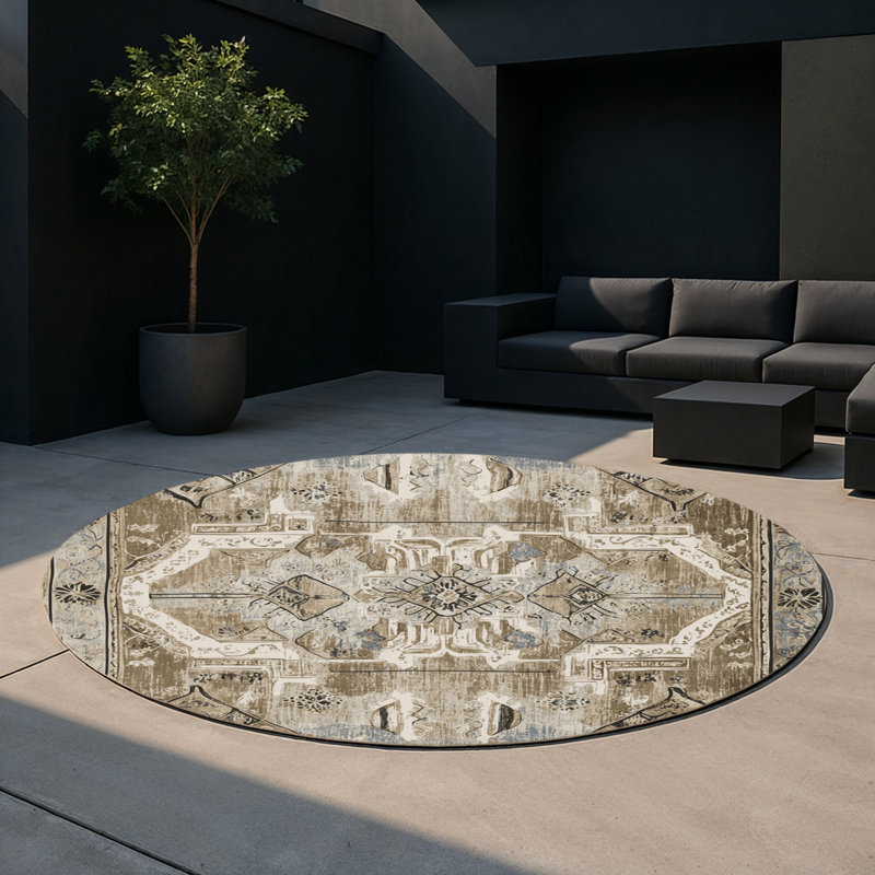 Tapis intérieur et extérieur à mosaïque éternelle, Rond 5 pi