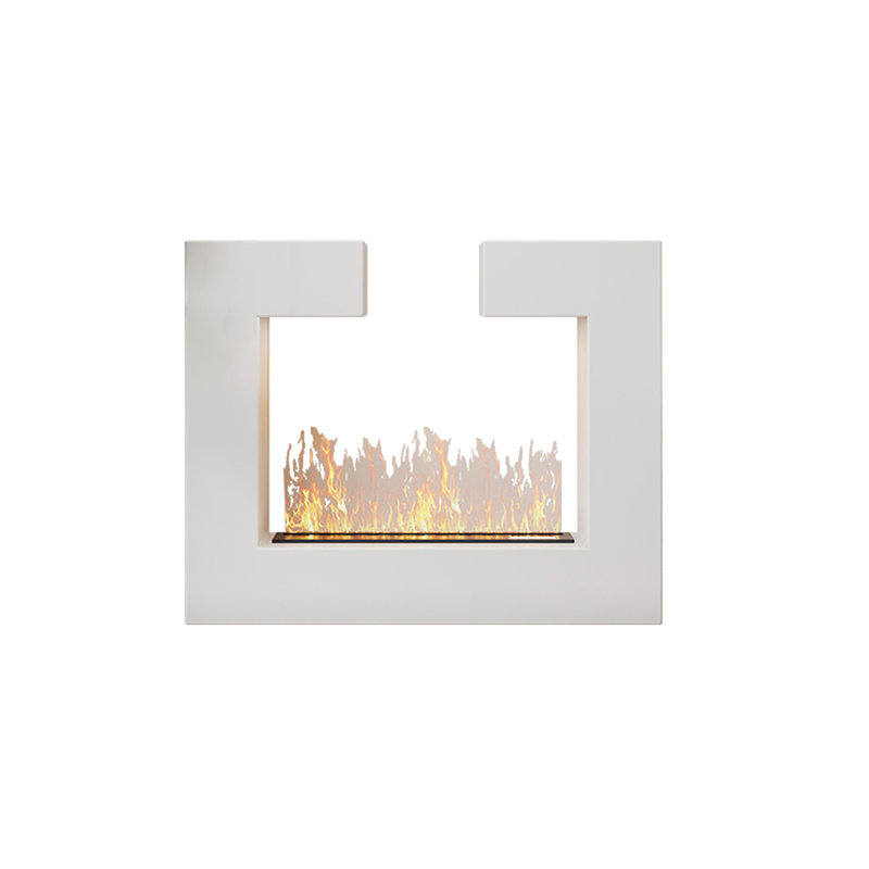 55.12"White Modern Simulated Flame Electric Fireplace Humidifier, 35.43" H x 55.12" W x 12.6" D, White