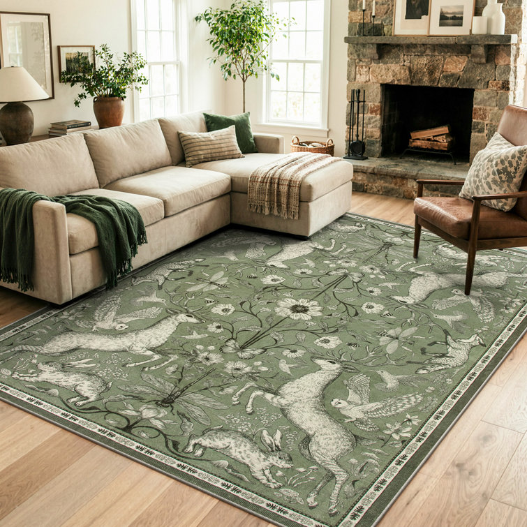 Goldene Boho Animal Washable Living Room Area Rugs, Soft Rugs for Bedroom, Boho Non Slip Carpet
