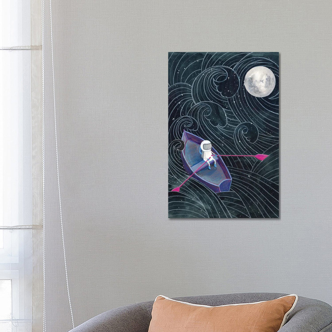 Boat To The Moon von Rachel Nieman - Giclée auf Leinwand ohne Rahmen