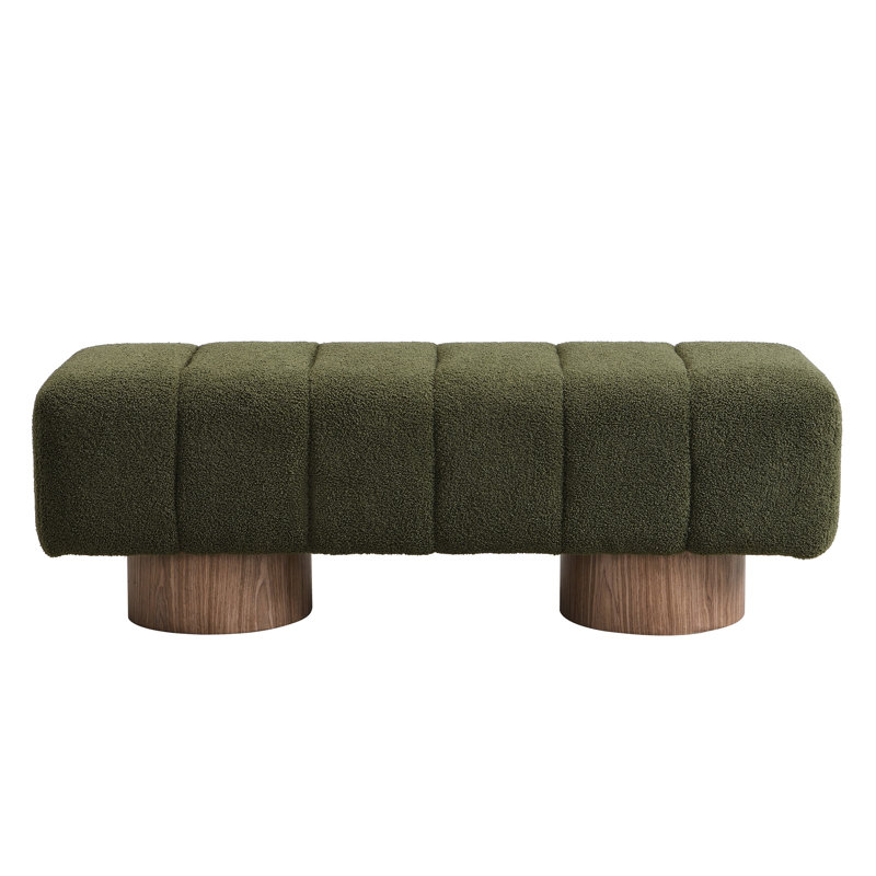 Boucle Upholstered Dining Stool, No Setup, 300 Lbs Capacity, Versatile For Room Furnishing Arrangement Ideas Concepts, Green