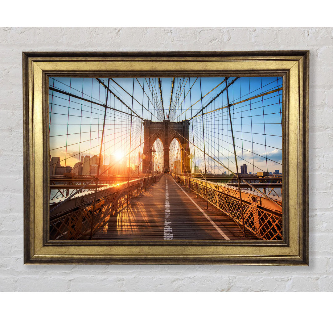 Sonnenuntergang durch die Brooklyn Bridge - Einzelne Bilderrahmen Kunstdrucke