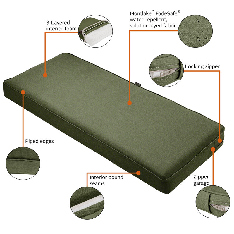 Ayvion Outdoor Bench Seat Cushion, Heather Fern, 59" W x 18" D