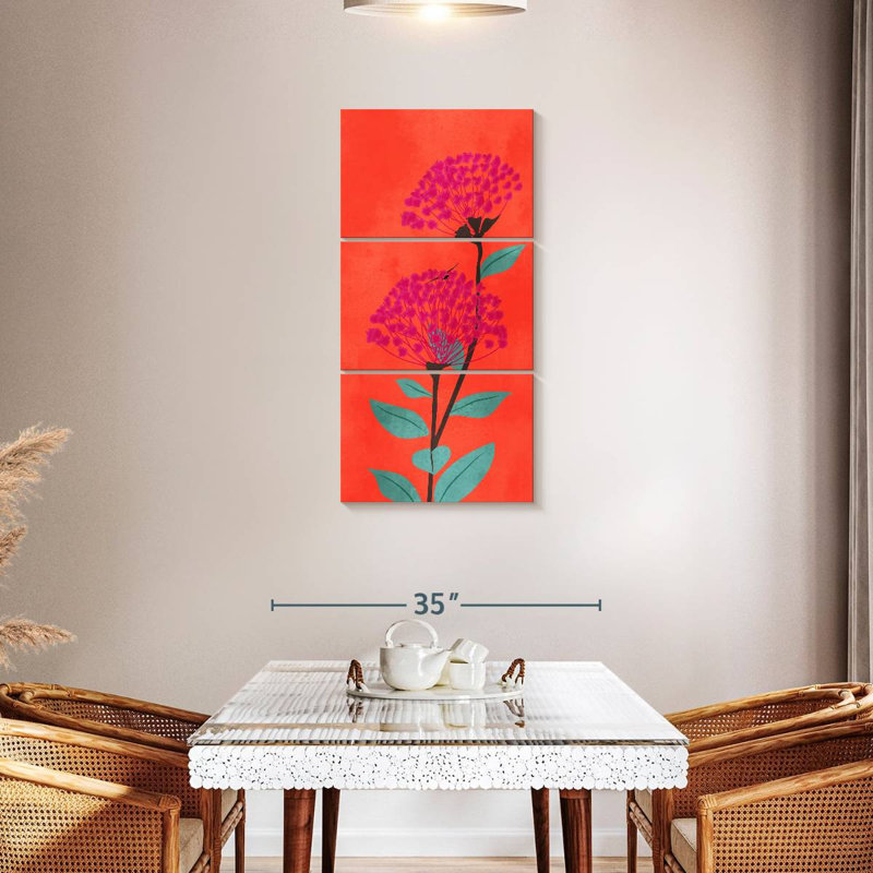 Fleur tropicale au coucher du soleil, H 44 po x l 21 po