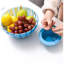 Bol à fruits bleu en forme de pétale avec support