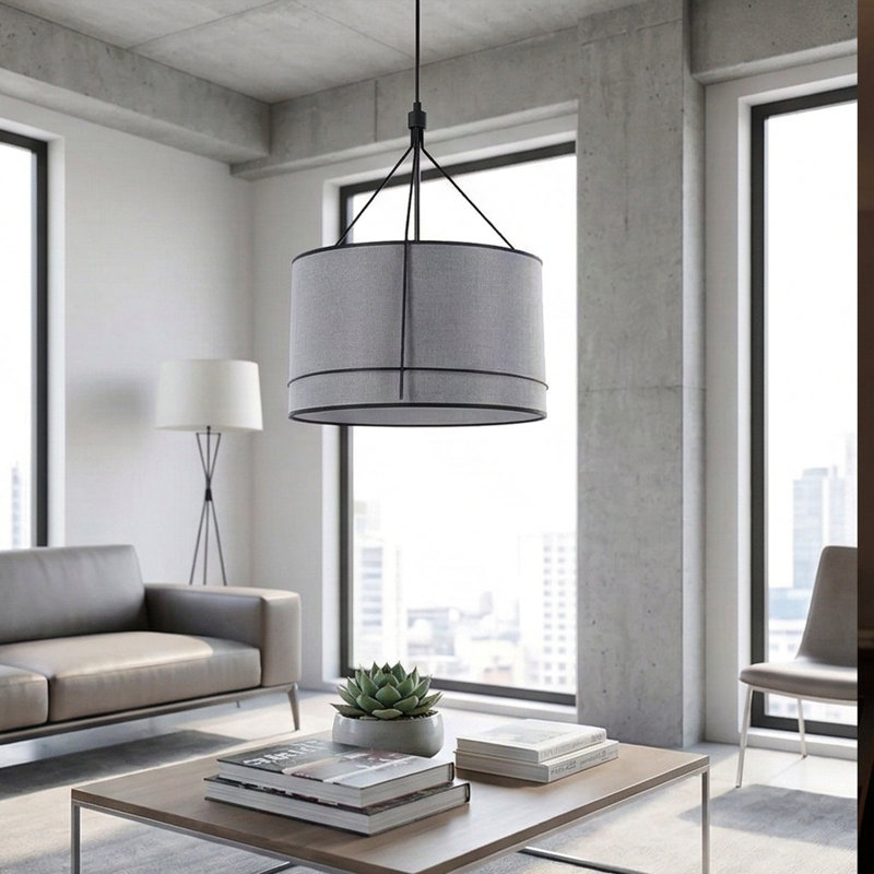 Lustre cylindrique à hauteur ajustable Aura, Gris