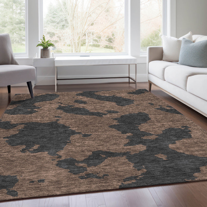Tapis chocolat Prisco lavable à la machine de qualité supérieure, Rectangulaire 8 pi x 10 pi