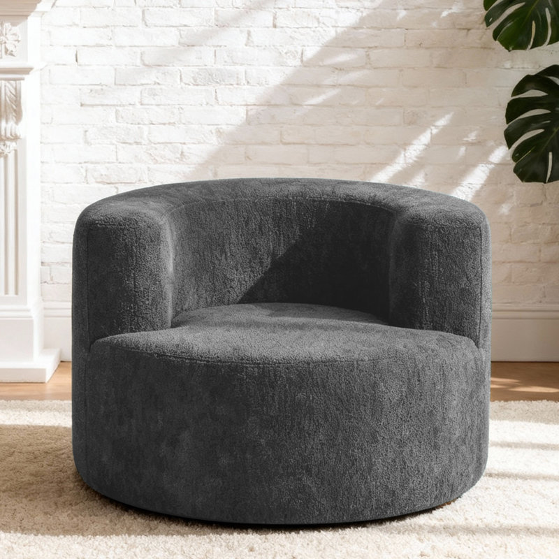 One Seater Compressed Round Curved Lounge Chair, Grey