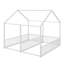 Lit de plancher en forme de maison, structure de lit plateforme double en métal avec rails