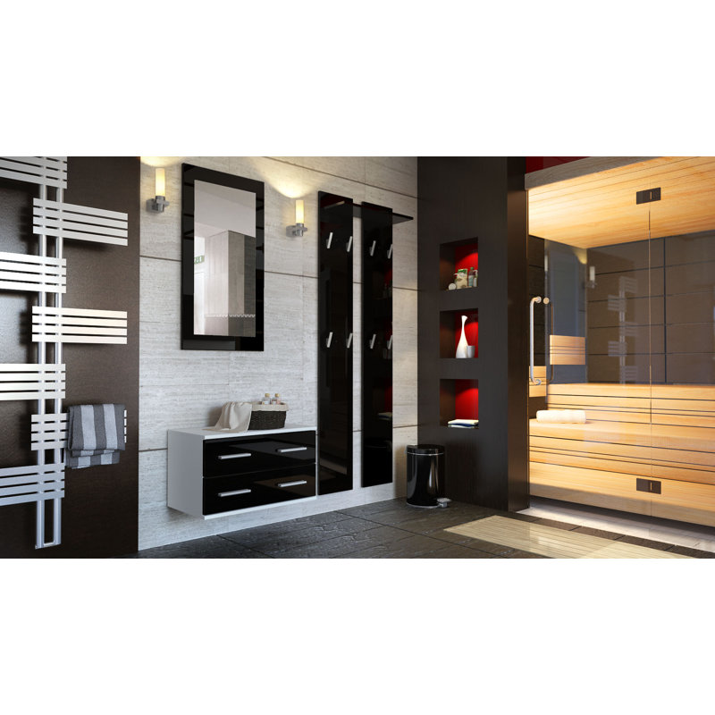 Janney Hall Tree, Glossy Black/Matt White