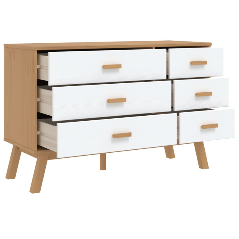 Acton 111cm W 6 - Drawer Chest of Drawers, White/Brown