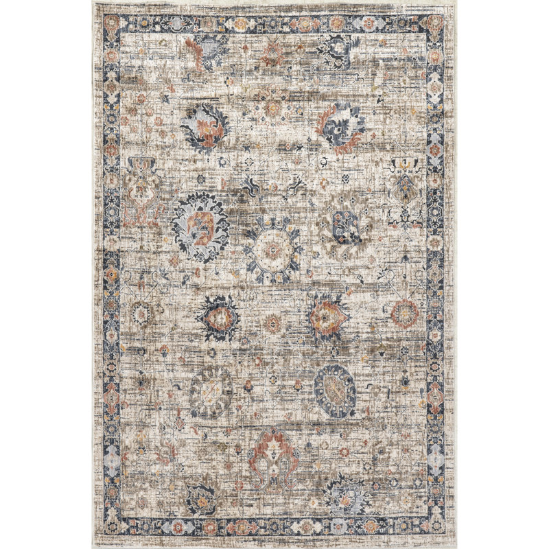Tapis de couloir à motif floral et cachemire Acelynn, Rectangle 4 pi x 6 pi