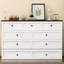 Commode de lit élégante, grand lit, rangement massif, armoire convertible blanche et noyer, capacité abondante,
