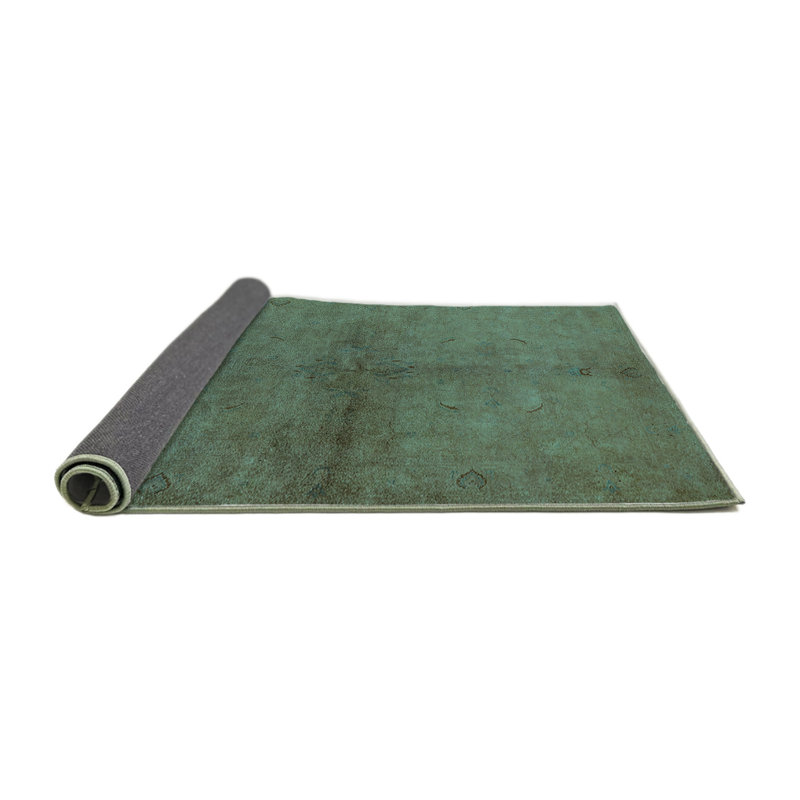 Tapis bleu / noir en laine / polyester tissé à la machine Cordis, Carré 3 pi