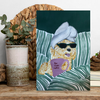 But But Coffee, chiot abstrait contemporain, paysage tropical, art mural
