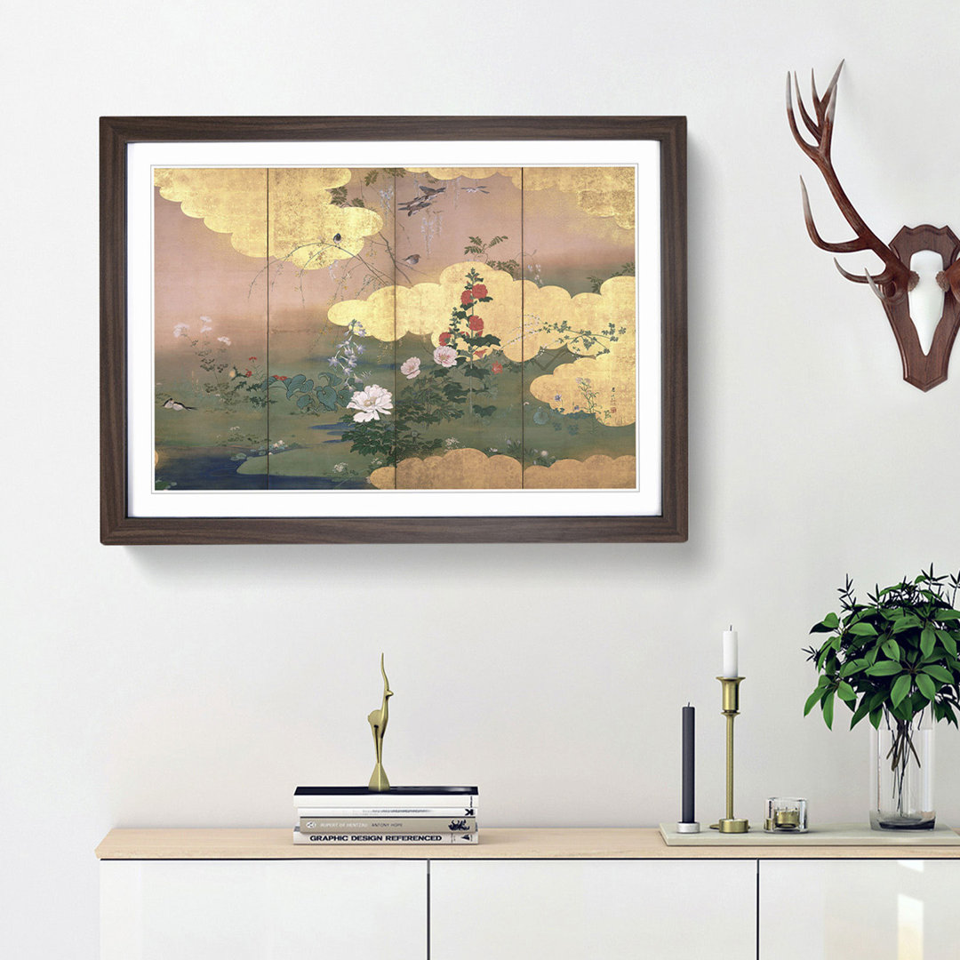 Flowers and Birds of the Four Seasons by Shibata Zeshin - Framed Print