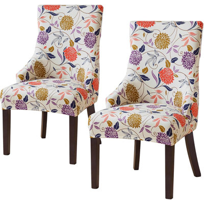 Wingback Dining Chair Covers – Floral Stretch Slipcovers For Dining Chairs With Arms, Set Of 2 – Vine Flower