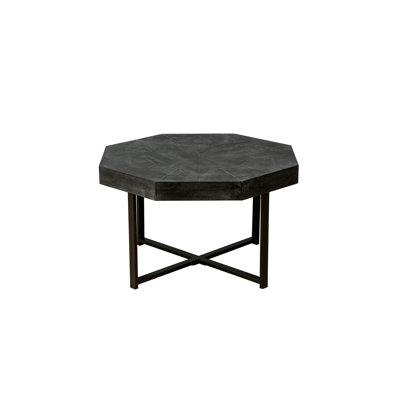 Pièce décorative de salon, table basse octogonale noire antique avec table en bois, accessoires en métal, meubles