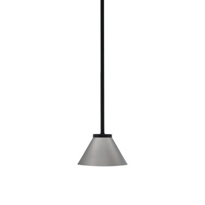 Mini-luminaire suspendu 1 lumière Amarmula, finition noir mat, abat-jour conique en métal graphite 7 po