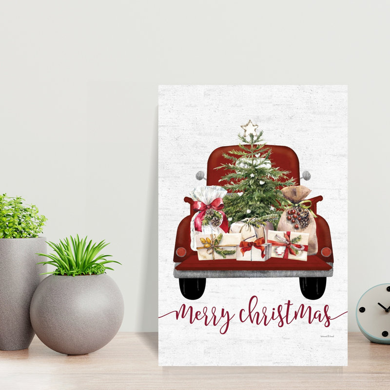 Merry Christmas Truck 1 Piece Wrapped Canvas Wall Art, 45.72cm H x 30.48cm W