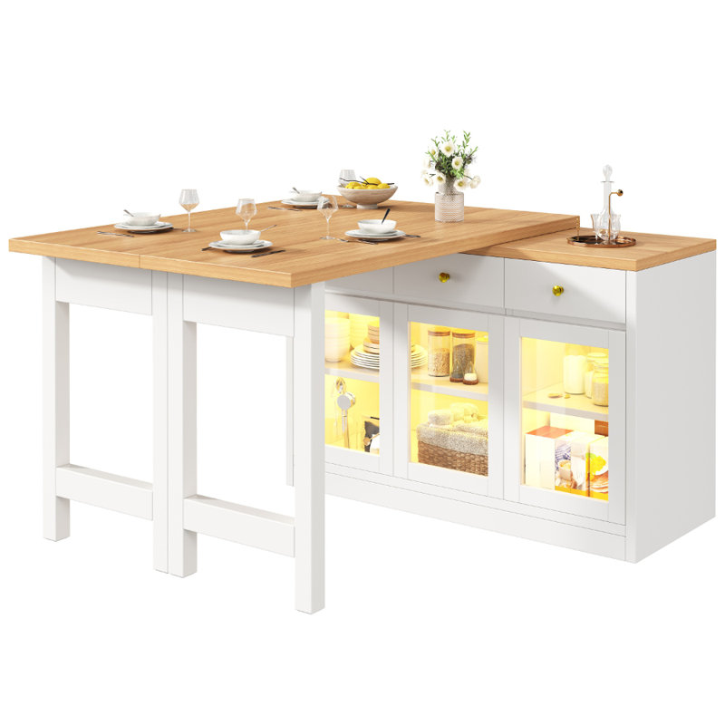 Wood Kitchen Island, White