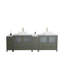  Meuble-lavabo autoportant à double cuve encadré avec plateau en marbre d'ingénierie et miroirs assortis de 96 po-106870204