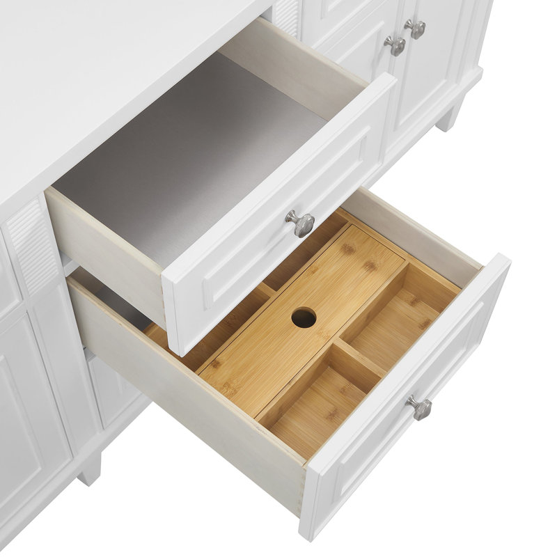 Lorelai 72'' W Double Vanity, Bright White, Carrara White, 8" Widespread