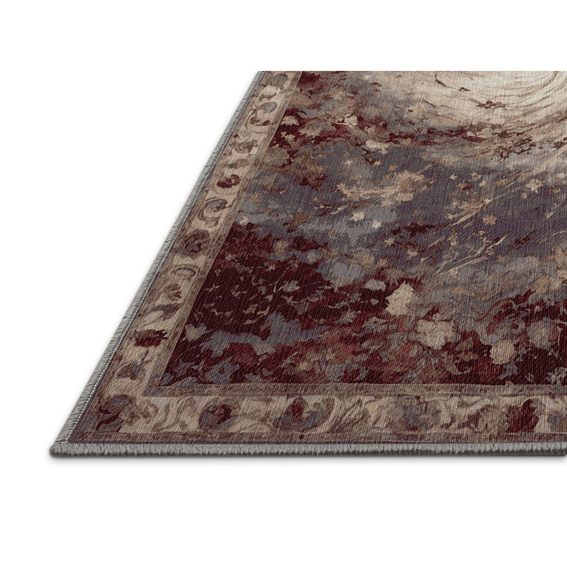 Machine Washable Gray Area Rug, Round 6'