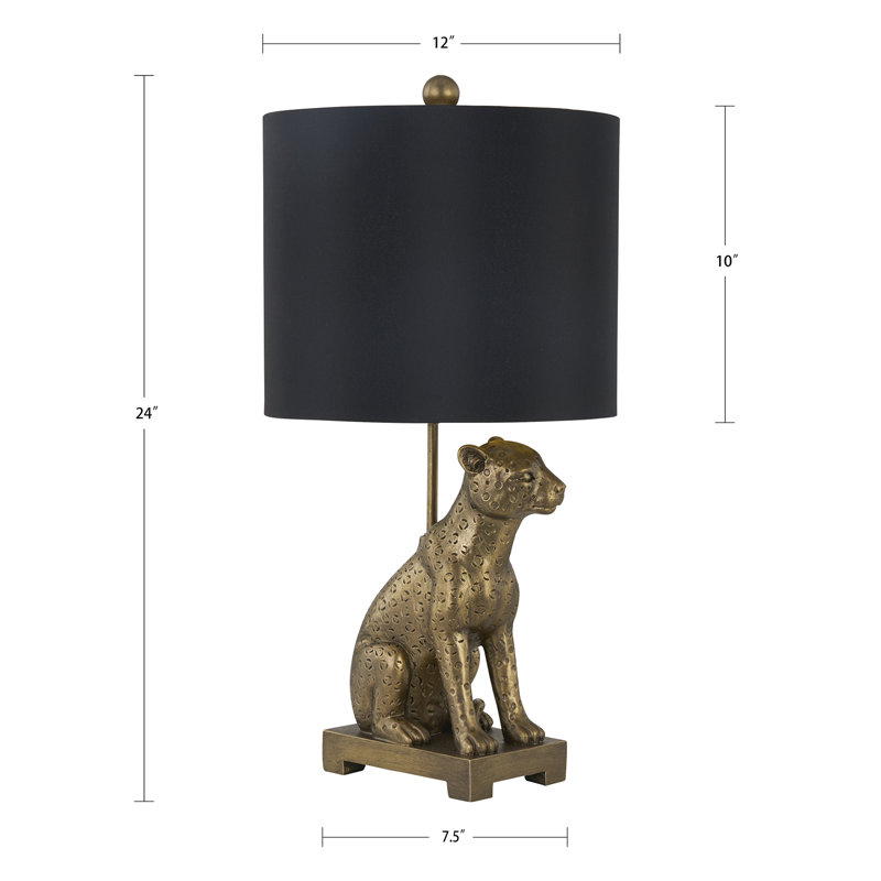 23" Resin Leopard Table Lamp With Shade, Brown, Black