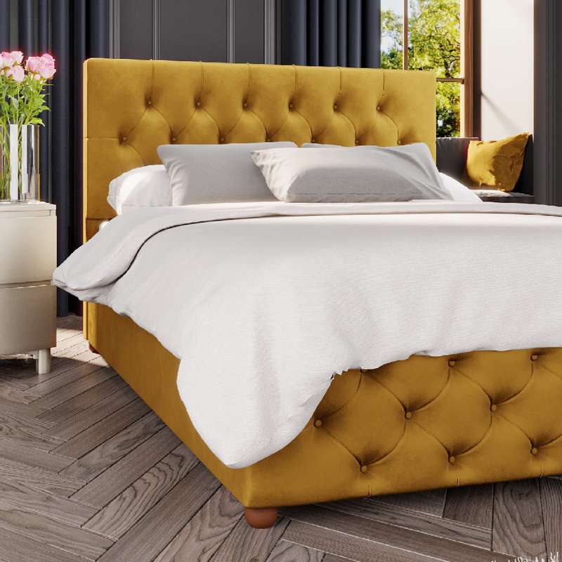 Upholstered Ottoman Bed, Super King (6'), Ochre