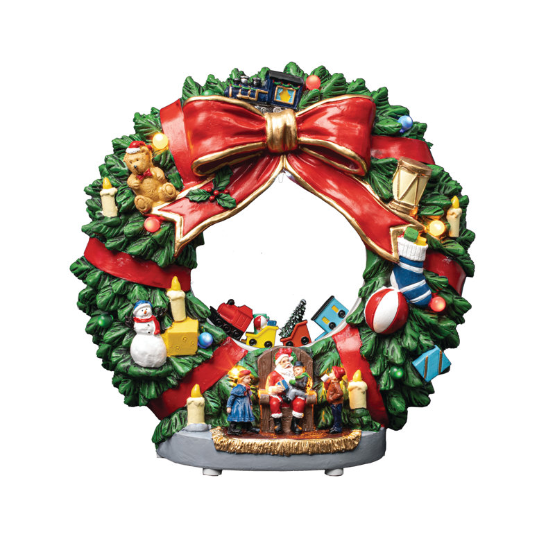 Accessoire de village de Noël animé - Couronne de Noël