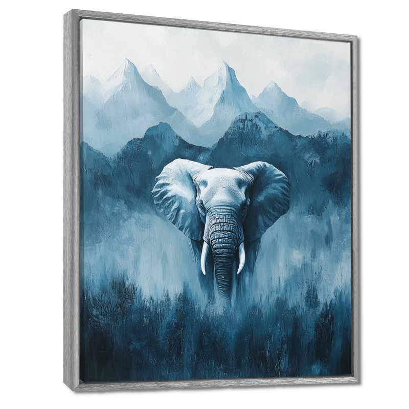 Éléphant d'Afrique moderne dans les montagnes Iglesias Iglesias, Argent, Reproduction encadrée sans passe-partout