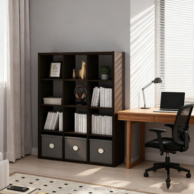Étagère de rangement à 12 cubes, bibliothèque ouverte au design moderne, fabrication en bois composite durable pour l'organisation du salon, du bureau et de la chambre à coucher