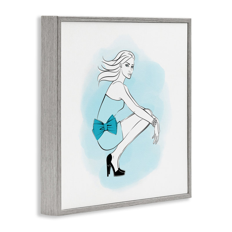 «Girl with Blue Bow Grey», estampe numérique de Martina Pavlova, Estampe numérique Farmhouse, H 12 po x l 12 po