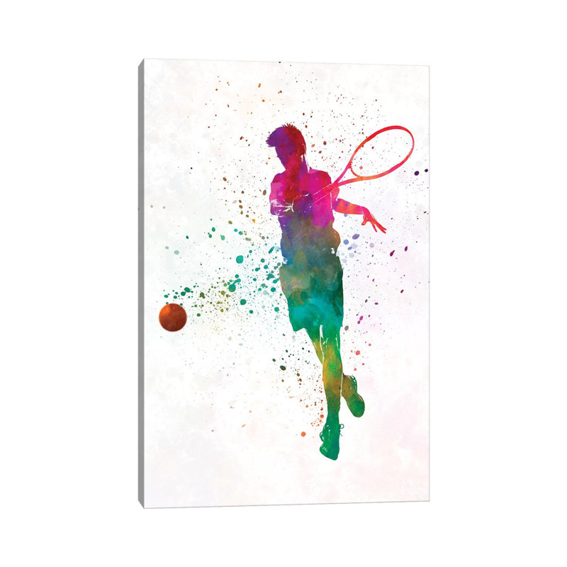 Man Tennis Player in Watercolour I 1 Piece Wrapped Canvas Painting, 30.48 cm H x 45.72 cm W