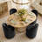 4 - Person Dining Table Sets With Extendabe Oval Table & 4 Upholstered Chenille Rolling Chairs-1685054946