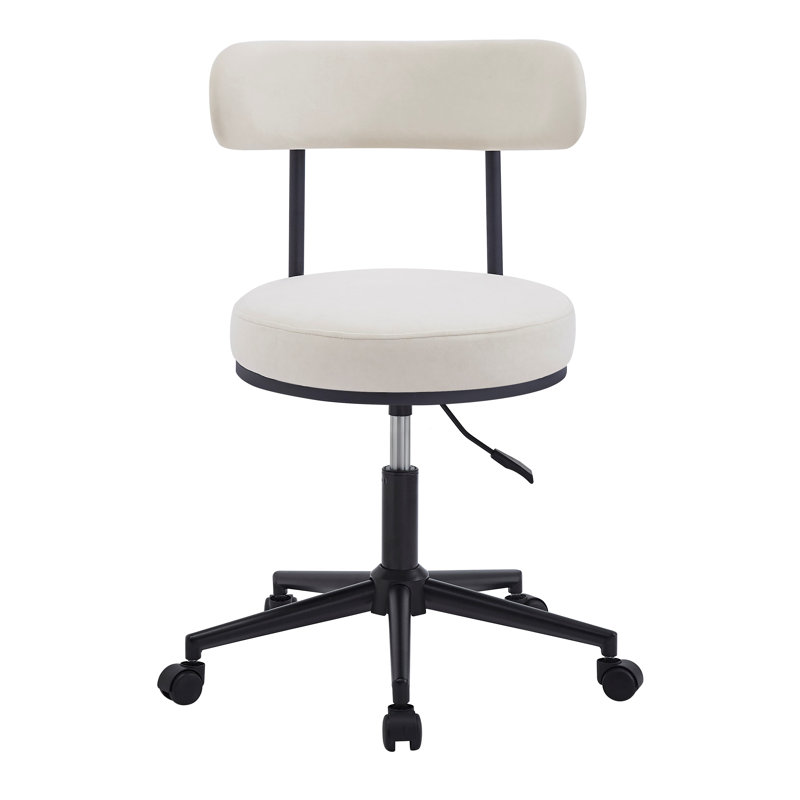 Chaise de bureau réglable Horta, Velours, Beige