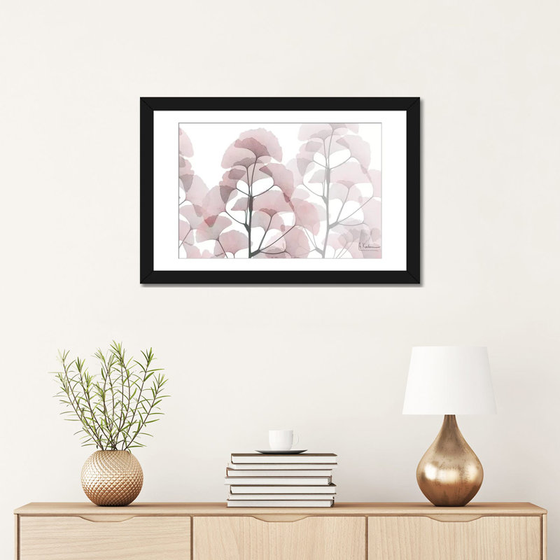 « abondant ginkgo », reproduction d’impression sur toile, H 24 po x l 32 po x P 1 po, Papier d'art encadré noir, Blanc