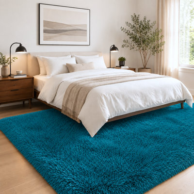 Grands tapis à poils longs pour le décor de la chambre à coucher, tapis à poils doux et pelucheux teint à la main pour le plancher intérieur, tapis esthétique pour la décoration intérieure