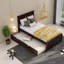 Lits simples peu encombrants avec lit gigogne, structure en bois robuste, finition espresso