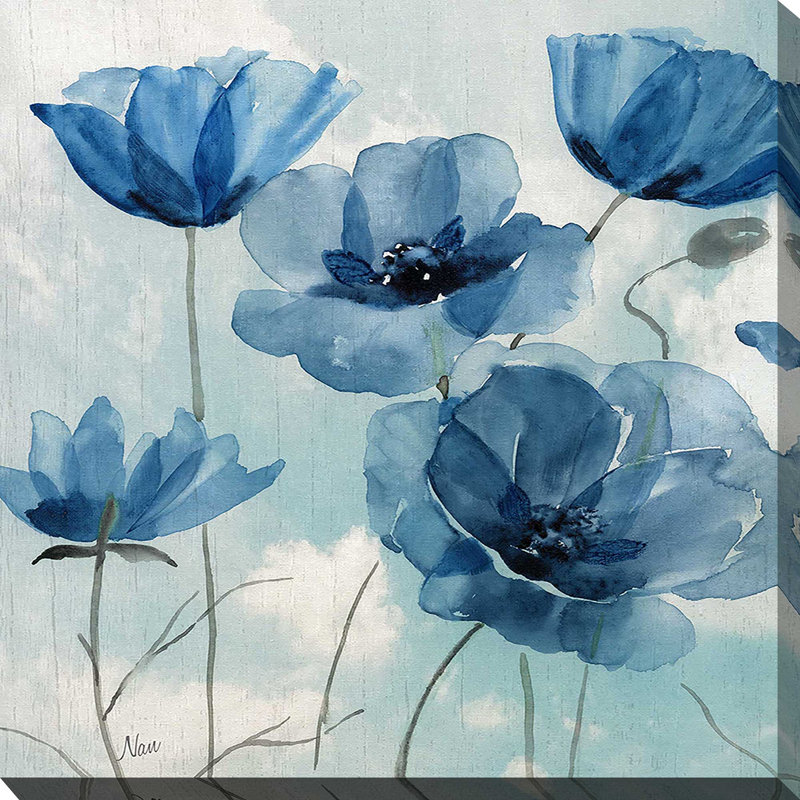 " Springing Up Blue I " by Nan, 24" H x 24" W x 1.5" D, Wrapped Canvas