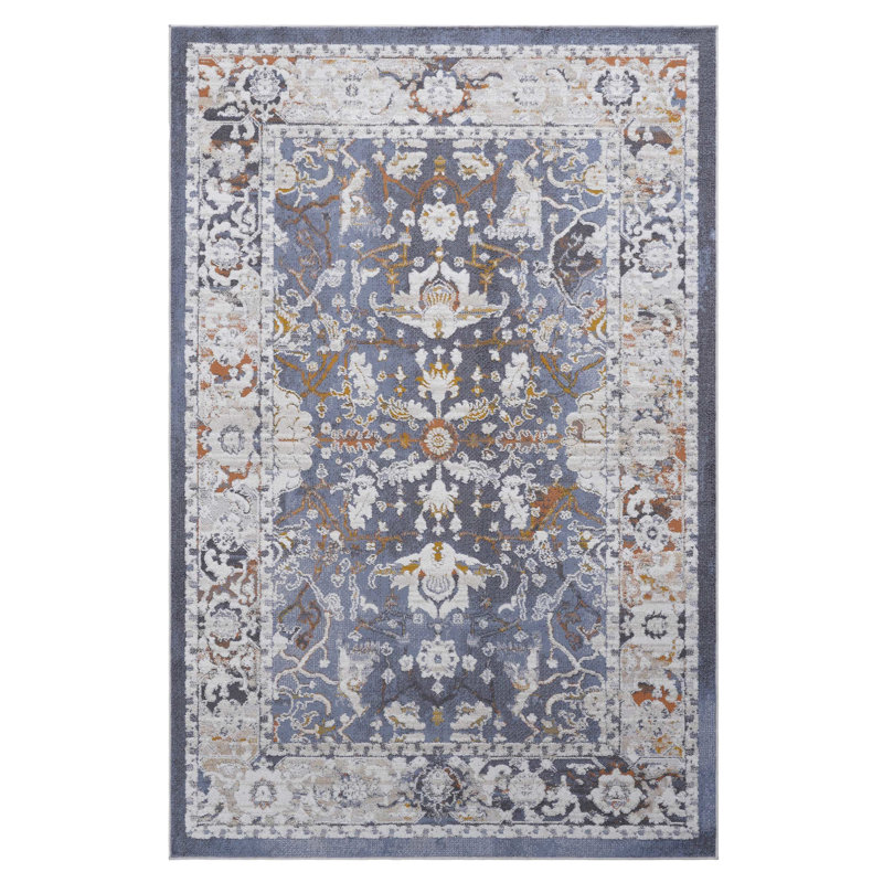 Blue Area Rug - Non-Shedding, Stain , Available In Different Textures Suited For High-Traffic Spaces, Rectangle 6'5" x 8'
