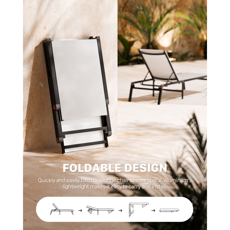 2-Piece Aluminum Folding Outdoor Recliner Set, Adjustable Beach Lounge Chairs, Lightweight Portable Design for Patio, Camping, or Poolside Relaxation